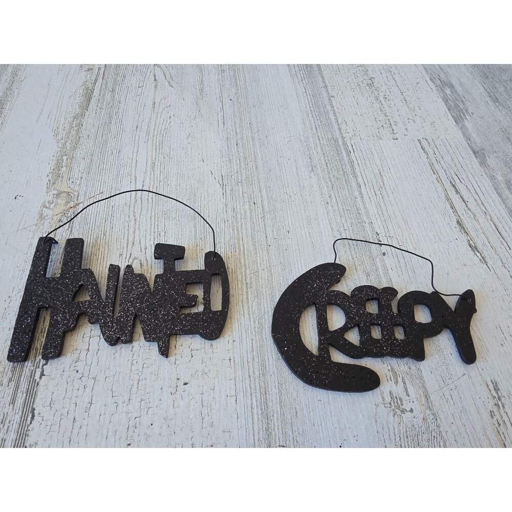 Glitter Halloween sparkle sign haunted creepy Black sparkle hanging decor home‎